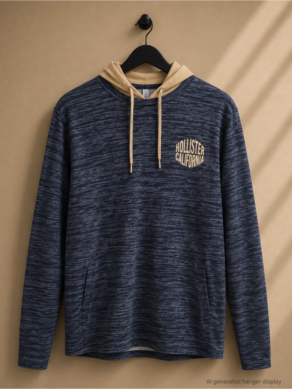 Hollister Men's Navy and Beige Hoodie